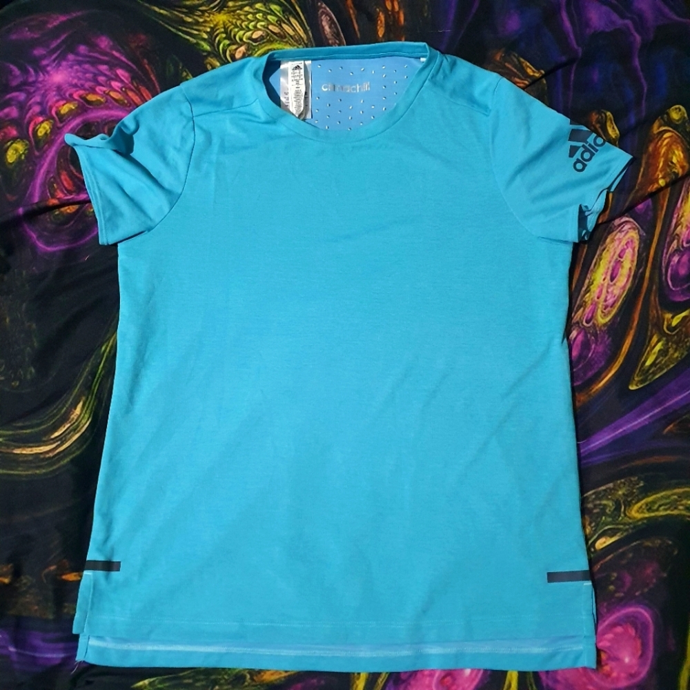 M - Women's Adidas Climachill Light Blue Workout Active Shirt UK12/14